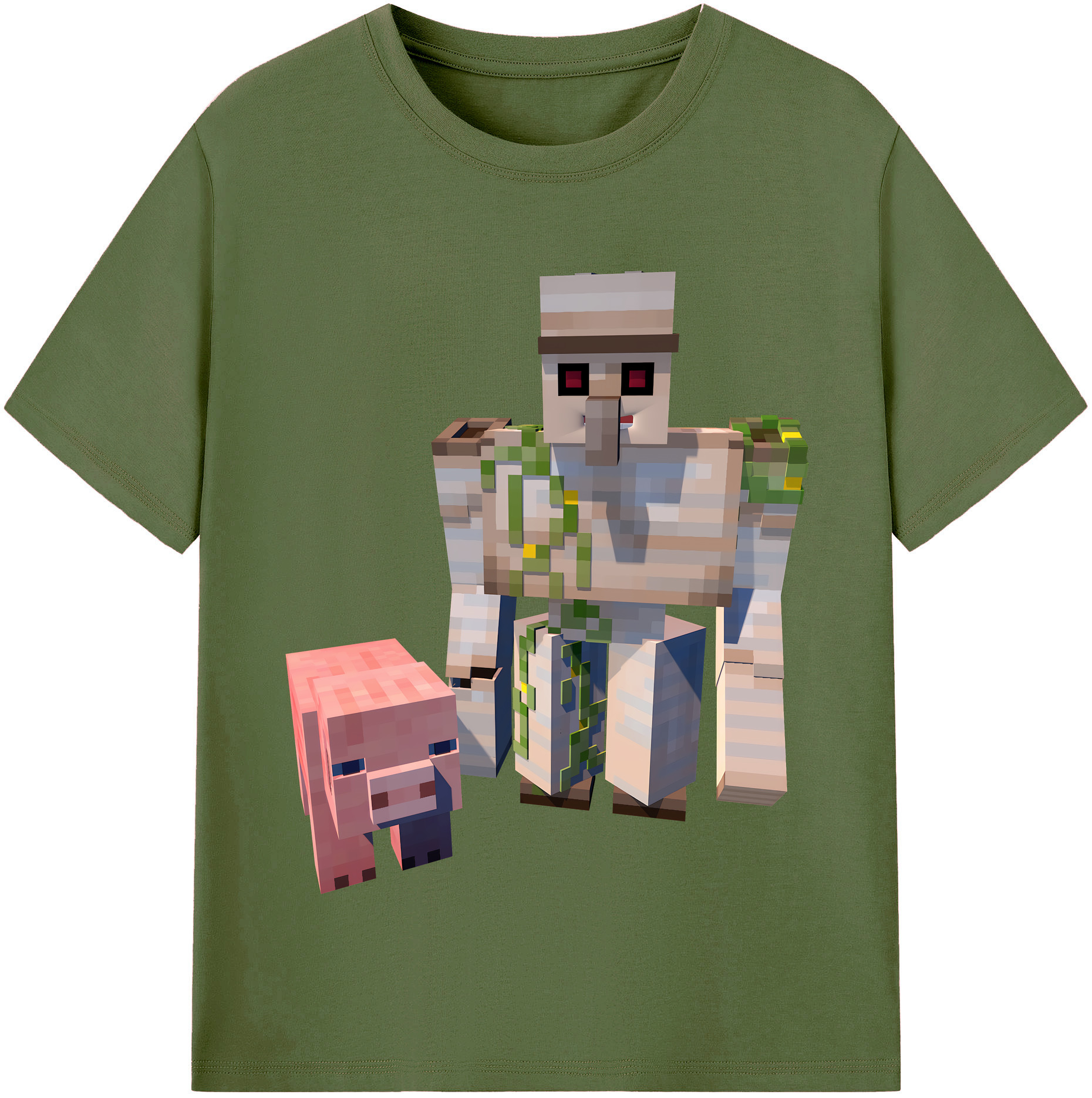 （画像用） マインクラフト ブロックの世界 Minecraft MC Block world 綿100％半袖Tシャツ（フロントプリント）